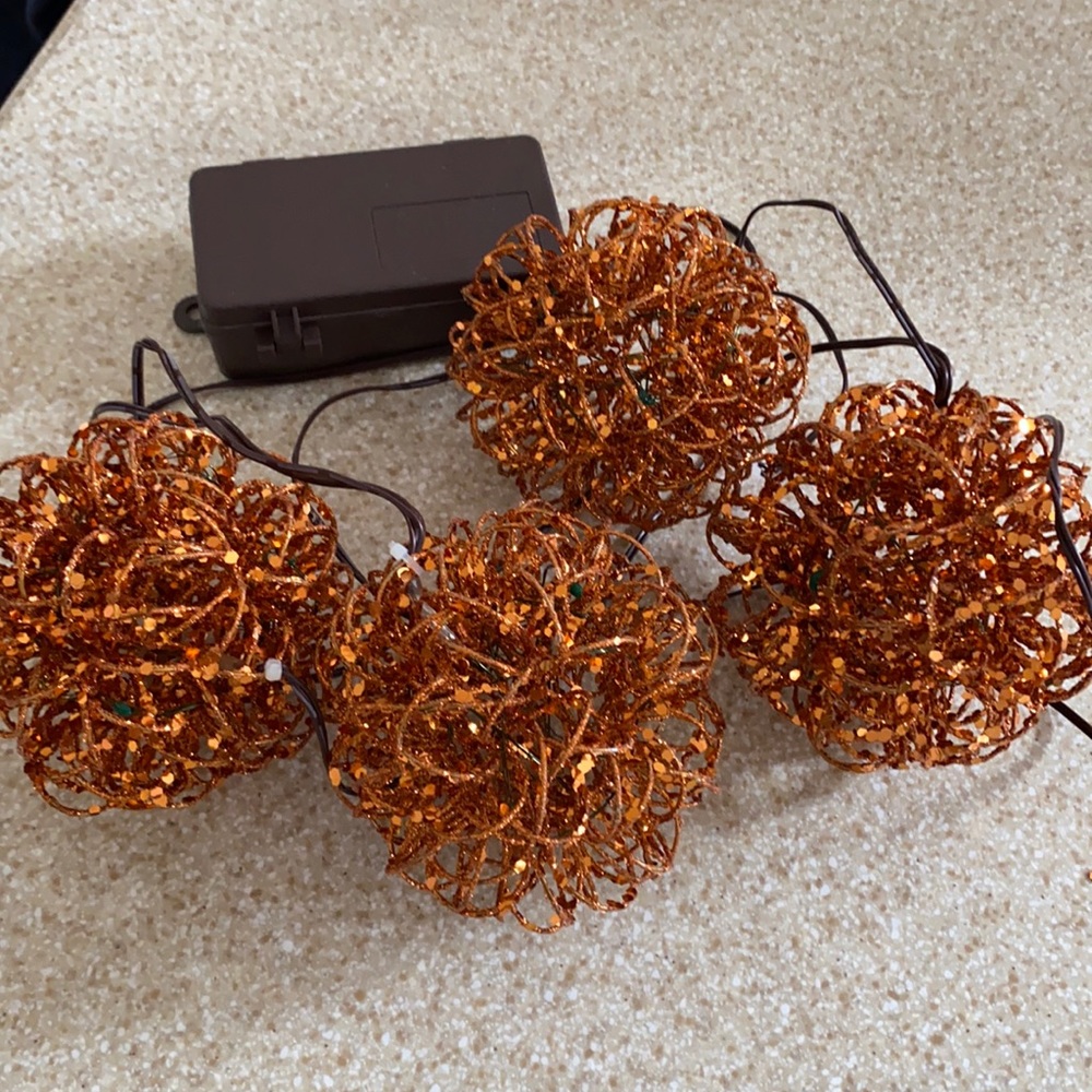 JUST REDUCED Set of 4 Orange Lighted Spheres